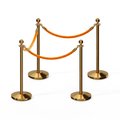 Montour Line Stanchion Post and Rope Kit Pol.Brass, 4 Ball Top3 Gold Rope C-Kit-4-PB-BA-3-PVR-GD-PB